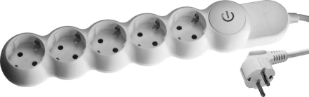 Удлинитель ЗУБР &quot;МАСТЕР&quot; электрический, ПВС сечение 1кв мм, выкл, заземл, защитная шторка, 5 гнезд, макс мощн 3500Вт, 5м 55059-5 купить в Ижевске