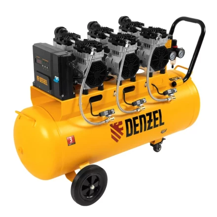 Компрессор безмасляный, малошумный  DLS 2250/100, 2250 Вт, 3x750, 100 л, 410 л/мин блок управления/ Denzel 58029 купить в Ижевске