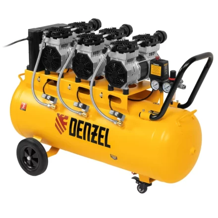 Компрессор безмасляный, малошумный  DLS 2250/100, 2250 Вт, 3x750, 100 л, 410 л/мин блок управления/ Denzel 58029 купить в Ижевске