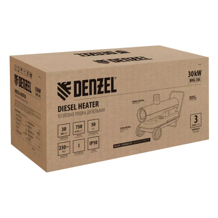 Дизельная тепловая пушка Denzel NHG-30i, 30 кВт, 750 м3/ч, непрямой нагрев, цифровой термостат купить в Ижевске