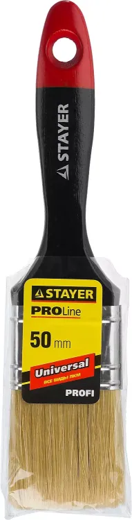 Кисть плоская STAYER "UNIVERSAL-PROFI", светлая натуральная щетина, деревянная ручка, 50мм 0104-050 купить в Ижевске
