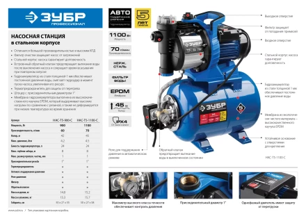 Насосная станция корпус из нержавеющей стали НАС-Т5-1100-С серия ПРОФЕССИОНАЛ купить в Ижевске
