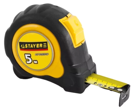 Рулетка STAYER "MASTER" "OMEGA" автостоп, обрезиненный корпус, 5мх25мм 3402-5_z01 купить в Ижевске