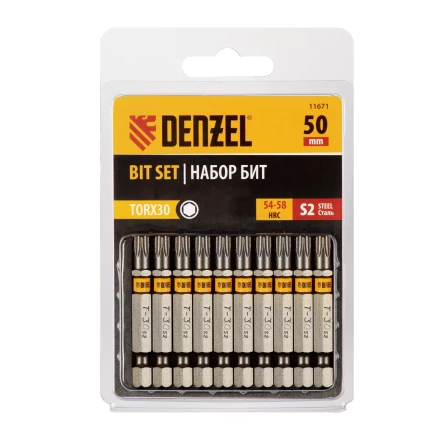 Бита TX 30х50, сталь S2, шестигранный профиль, 10 шт. Е 6,3 Denzel 11671 купить в Ижевске