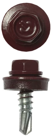 Саморезы ЗУБР &quot;ПРОФЕССИОНАЛ&quot; окраш., RAL 3005 темно-красн., для крепл. кров. матер. к металл. констр., 5.5x19мм, 2500шт 4-300310-55-019-3005 купить в Ижевске