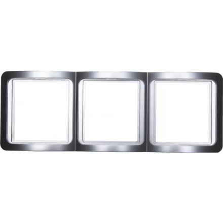 Панель СВЕТОЗАР "ГАММА" накладная, вертикальная, цвет светло-серый металлик, 3 гнезда SV-54149-SM купить в Ижевске