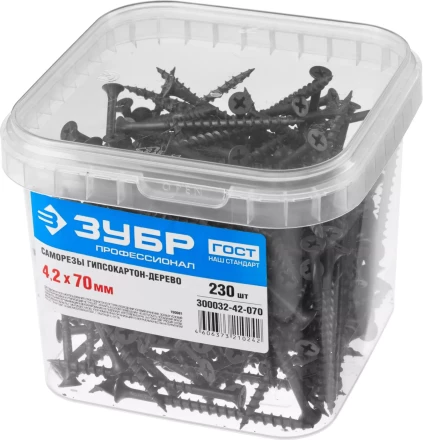 Саморезы фосфатированные с крупной резьбой, гипсокартон-дерево, ЗУБР 300032-42-070, PH2, 4,2 x 70 мм, 230 шт 300032-42-070 купить в Ижевске