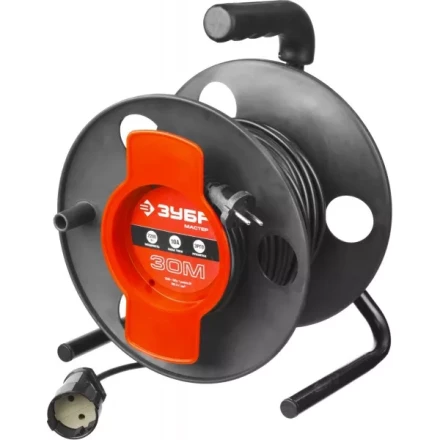 Удлинитель ЗУБР &quot;МАСТЕР&quot; на катушке, ПВС 2х1кв мм, 1 гнездо, макс мощн 2200Вт, 30м 55075-30 купить в Ижевске