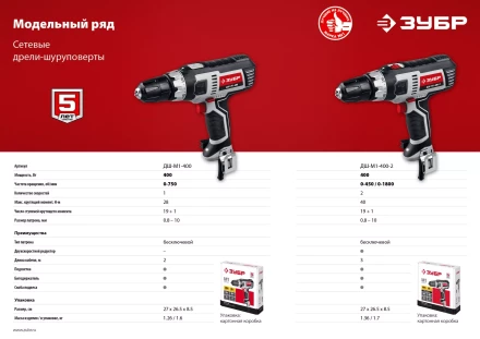 Дрель-шуруповерт сетевая ДШ-М1-400-2 серия МАСТЕР купить в Ижевске