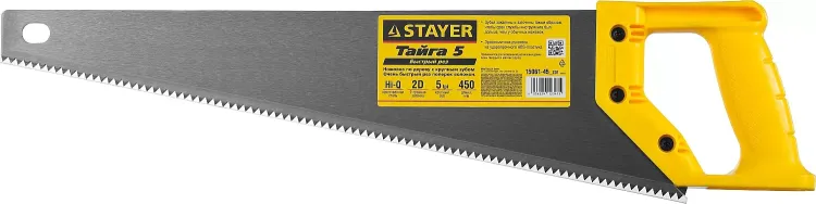 Ножовка ударопрочная (пила) STAYER ТАЙГА-5 450 мм, 5 TPI, быстрый рез поперек волокон, для крупных и средних заготовок 15061-45_z01 купить в Ижевске