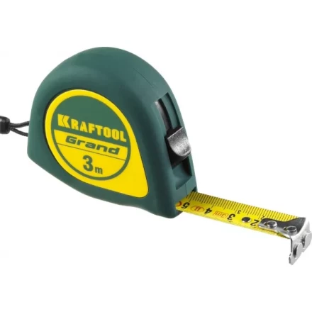 Рулетка KRAFTOOL GRAND, обрезиненный пластиковый корпус, 3м/16мм 34022-03-16 купить в Ижевске