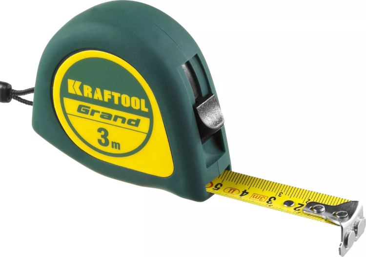 Рулетка KRAFTOOL GRAND, обрезиненный пластиковый корпус, 3м/16мм 34022-03-16 купить в Ижевске