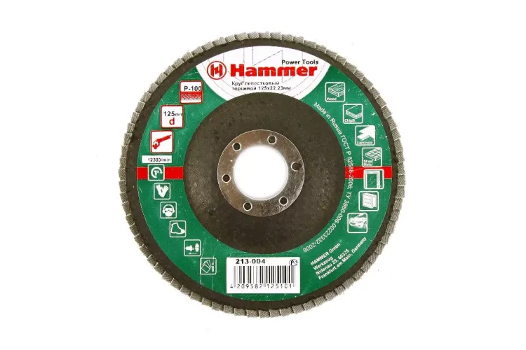 Круг Лепестковый Торцевой (КЛТ) HAMMER КЛТ 1 Ф125х22 Р100 213-004 купить в Ижевске