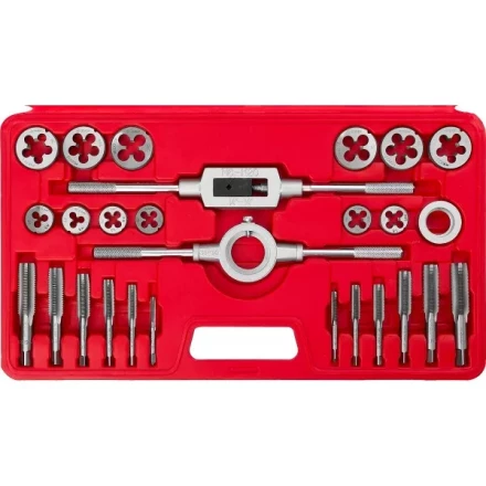 Набор ЗУБР &quot;МАСТЕР&quot; с металлорежущим инстр., метчики однопроходные и плашки М5-М16, оснастка - в пластик. боксе, 27пред. 28123-H27 купить в Ижевске