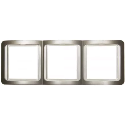 Панель СВЕТОЗАР &quot;ГАММА&quot; накладная, вертикальная, цвет золотой металлик, 3 гнезда SV-54149-GM купить в Ижевске