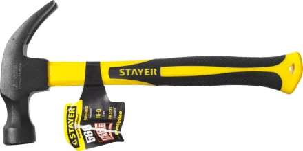 Молоток-гвоздодер &quot;Fiberglass&quot; с фиберглассовой рукояткой, 560 г, STAYER Professional 2026-560_z01 купить в Ижевске