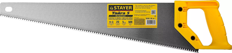 Ножовка ударопрочная (пила) STAYER ТАЙГА-5 500 мм, 5 TPI, быстрый рез поперек волокон, для крупных и средних заготовок 15061-50_z01 купить в Ижевске