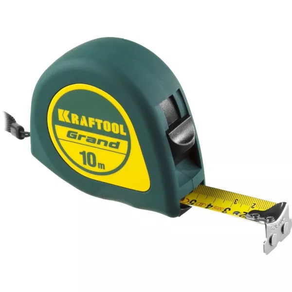Рулетка KRAFTOOL GRAND, обрезиненный пластиковый корпус, 10м/25мм 34022-10-25 купить в Ижевске