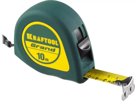 Рулетка KRAFTOOL GRAND, обрезиненный пластиковый корпус, 10м/25мм 34022-10-25 купить в Ижевске