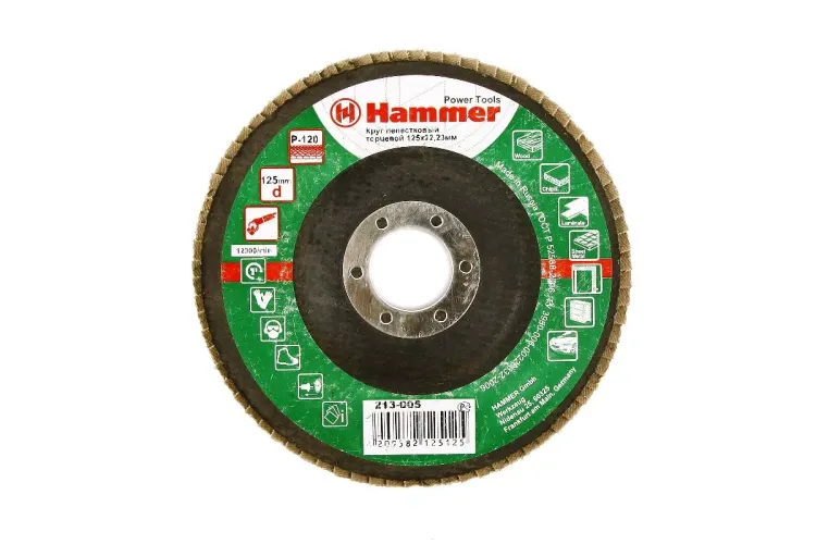 Круг Лепестковый Торцевой (КЛТ) HAMMER КЛТ 1 Ф125х22 Р120 213-005 купить в Ижевске