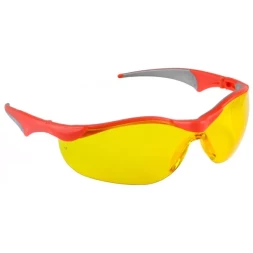 Очки ЗУБР "МАСТЕР" защитные, желтые, поликарбонатная монолинза с мягкими двухкомпонентными дужками 110321