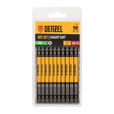 Бита PZ2х90, сталь S2, цилиндр., 10 шт. Е 6,3 Denzel 11645 купить в Ижевске
