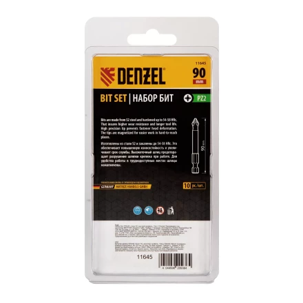 Бита PZ2х90, сталь S2, цилиндр., 10 шт. Е 6,3 Denzel 11645 купить в Ижевске