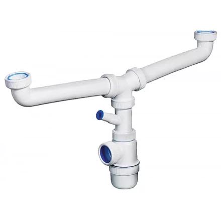 Сифон ЗУБР &quot;ЭКСПЕРТ&quot; колбовый для двухместной мойки с отводом для стиральной машины 51815-2 купить в Ижевске