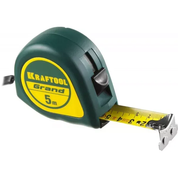 Рулетка KRAFTOOL GRAND, обрезиненный пластиковый корпус, 5м/25мм 34022-05-25 купить в Ижевске