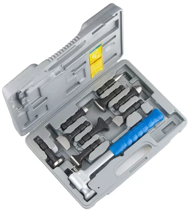 Набор рихтовочный молоток цельнометал. обрезин. ручка сменные бойки  9 шт. в боксе  MATRIX 10850 купить в Ижевске