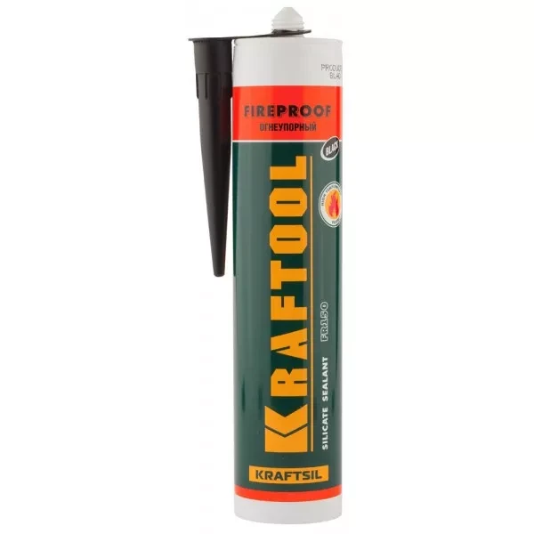 Герметик KRAFTOOL KRAFTFLEX FR150 силикатный огнеупорный "+1500 С", жаростойкий, черный, 300мл 41260-4_G купить в Ижевске