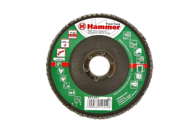 Круг Лепестковый Торцевой (КЛТ) HAMMER КЛТ 1 Ф125х22 Р40 213-007 купить в Ижевске