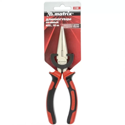 Длинногубцы NICKEL 160 мм прямые никелированные двухкомпонентные рукоятки MTX 171649 купить в Ижевске