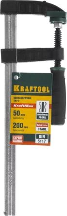 Струбцина, KRAFTOOL 32011-050-200, тип &quot;F&quot;, DIN 5117, двухкомпонентная ручка, 50х200мм 32011-050-200 купить в Ижевске