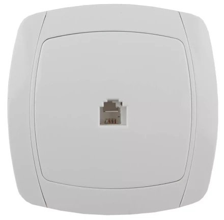 Розетка СВЕТОЗАР &quot;CITY LIGHT&quot; телефонная одинарная в сборе, цвет белый SV-54217-W купить в Ижевске