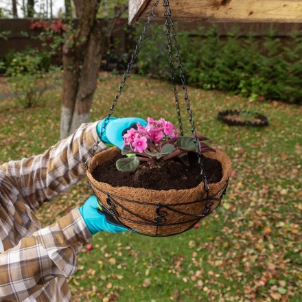 Кашпо подвесное с орнаментом Palisad, с кокосовой корзиной, диаметр 30 см, 690048 купить в Ижевске