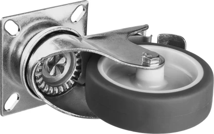 ЗУБР d 75 мм, г/п 60 кг, резина/полипропилен, термопластичное поворотное колесо c тормозом, Профессионал (30946-75-B) купить в Ижевске