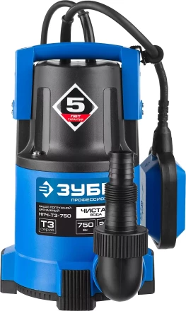 Насос ЗУБР &quot;ПРОФЕССИОНАЛ&quot; Т3 погружной дренажный для чистой воды (d пропускаемых частиц до 5мм), 750Вт, пропускная способность 210л/мин, напор 8,5м НПЧ-Т3-750 купить в Ижевске