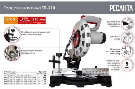 Торцовочная пила Ресанта ТП-210 75/18/2 купить в Ижевске