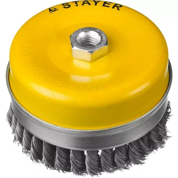 STAYER "PROFESSIONAL". Щетка чашечная усиленная для УШМ, жгутированная стальная проволока 0,5мм, 120ммхМ14 35137-120 купить в Ижевске