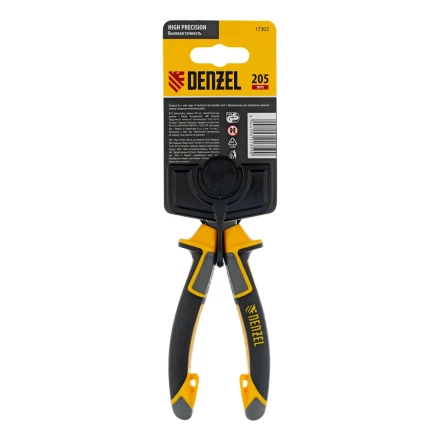 Длинногубцы прямые 205 мм Denzel 17302, трехкомпонентные рукоятки купить в Ижевске