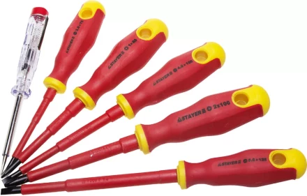 Набор STAYER &quot;PROFI&quot; &quot;ELECTRO&quot;: Отвертки диэлектрические, тестер, 100-250В, Cr-V, 6шт 25145-H6_z01 купить в Ижевске