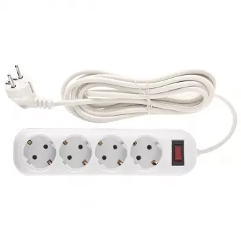 Удлинитель бытовой серия EF, с заземлением и выключателем, 4м, 4 розетки, 10A Stern 95777 купить в Ижевске