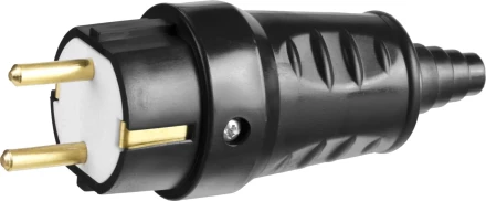 Вилка СИБИН электрическая ударопрочная, с заземлением, 16А/220В, черная 55115-B купить в Ижевске