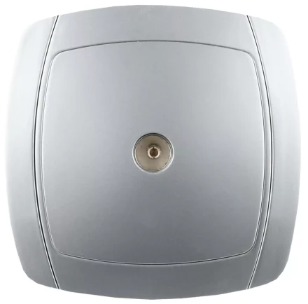 Розетка СВЕТОЗАР "АКЦЕНТ" телевизионная одинарная в сборе, цвет серебристый металлик SV-54215-SM купить в Ижевске