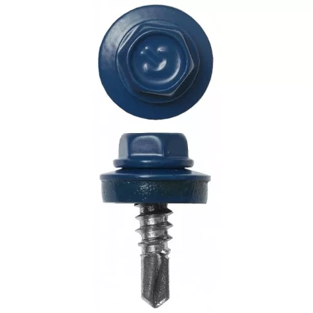 Саморезы ЗУБР &quot;ПРОФЕССИОНАЛ&quot; окраш., RAL 5005 синий насыщен., для крепл. кров. матер. к металл. констр., 5.5x25мм, 1800шт 4-300310-55-025-5005 купить в Ижевске