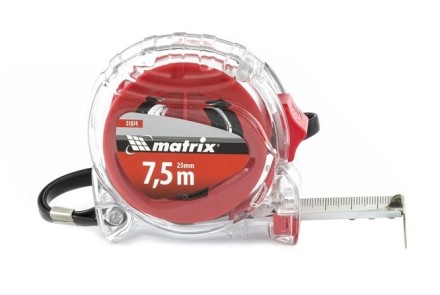 Рулетка 7,5 м х 25 мм MATRIX Crystal корпус из поликарбоната артикул 31074 купить в Ижевске