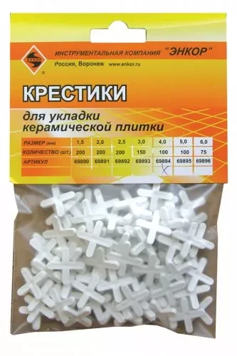 Крестики для кафеля 4,0 мм 100 штук блистер Энкор 69894 купить в Ижевске