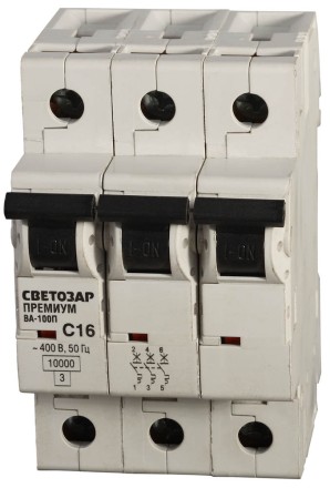 Выключатель автоматический СВЕТОЗАР &quot;ПРЕМИУМ&quot; 3-полюсный, 10 A, &quot;C&quot;, откл. сп. 10 кА, 400 В SV-49033-10-C купить в Ижевске