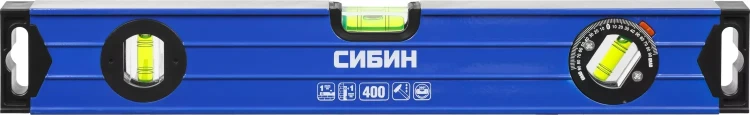Уровень СИБИН коробчатый усиленный, утолщенный профиль, 2 фрезерованные поверхности, 3 противоударных ампулы (1 поворотная на 360 град), 4 34609-040 купить в Ижевске